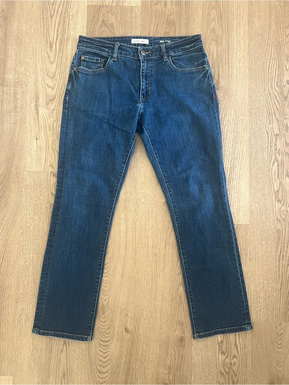 Warp+Weft Men’s Slim Fit Blue Dark Wash Denim Jeans 5-Pocket 31x30 - Picture 1 of 4